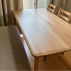 超美品]ニトリ ダイニングテーブル&ベンチ2点セット