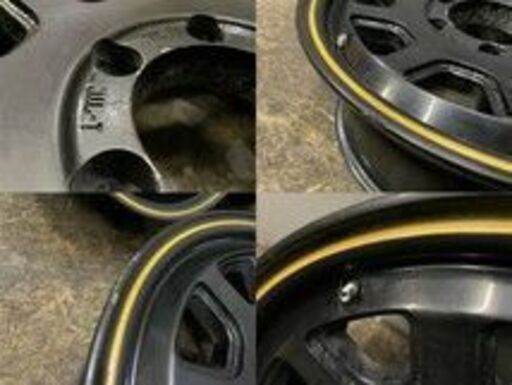 KYOHO 5ZIGEN 弐百式 共豊 社外ホイール 16インチ 4本 7J6HPCD139.7+27 イエローストライプ ハイエース等　(VHE273)クレジットカード QRコード決済可能