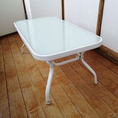 天板ガラス　屋外用テーブル(ホワイト)