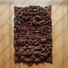 仏教の木彫り彫刻 壁掛け