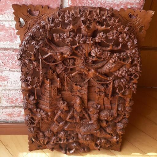 仏教の木彫り彫刻 壁掛け