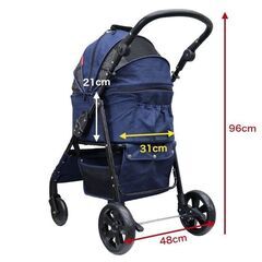 甘えん坊バギーmedium(ミディアム)4輪ペットカート(デニム)耐荷重20kg 小型犬～中型犬 ペットバギー 対面式 フルオープン 猫ちゃん対策済 移動のストレス軽減 介護に大活躍 ペットも快適 折り畳み らくらく操作 避難 旅行 通院 防水系生地使用