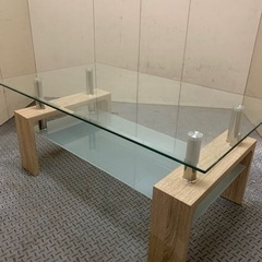 【ネット決済】値下！美品 オシャレな木製ガラステーブル
