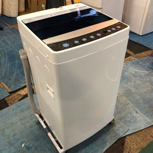 $　2018年製　Haier　全自動電気洗濯機　5.5Kg　給水・排水ホース付属　JW-C55CK　ハイアール