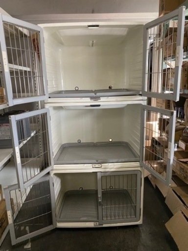 ペットマンション3段 片面グレー