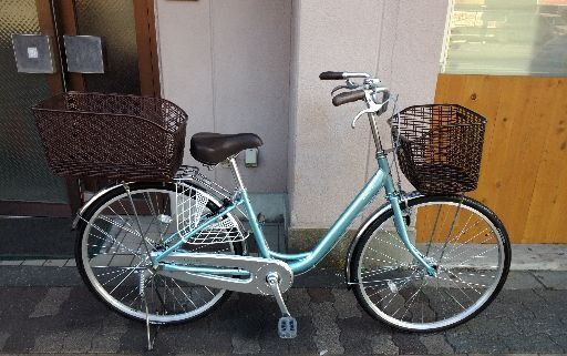 美品☆[BRIDGESTONE] Carusa(カルーサ)26吋 ファミリーサイクル アルミ/シングル/LEDオート/プレシャススカイ