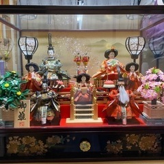 【ネット決済】ひな人形　七人飾　ガラスケース