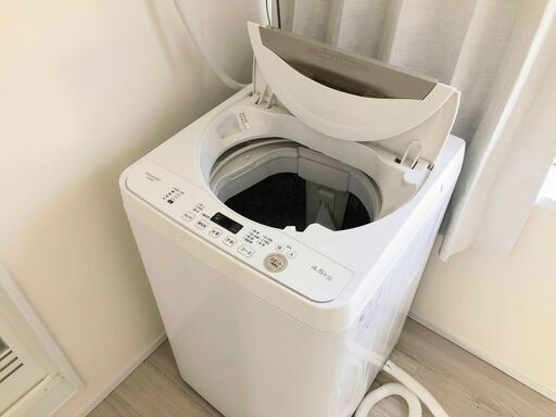 SHARP】全自動洗濯機 幅56.5cm 4.5kg ステンレス槽 ベージュ系 ES-GE4E