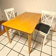 ニトリの引き出しダイニングテーブル&IKEAチェア2脚セット