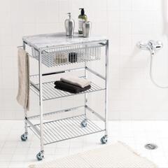 キャスター付き マーブルトップトローリー L（幅60cm）

 ワゴン 大理石 御影石 