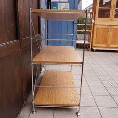 無印良品(MUJI)の人気のオーク材×ステンレス 3段ユニットシェルフです