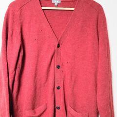 【無料】セーター赤XL ウール100％　☆補修推奨　　ウールマーク付