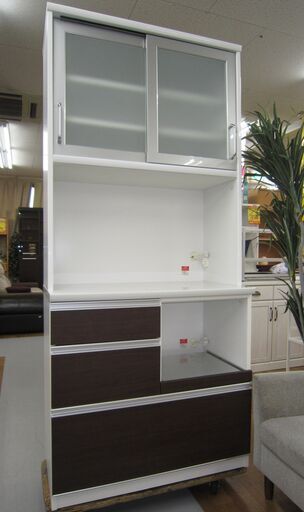 R214 国産 ユーアイ製 キッチンボード、食器棚、幅90cm 美品
