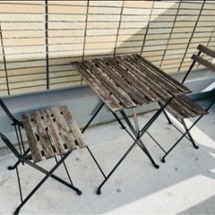 IKEAガーデンテーブルセット　テーブル&チェア2脚&敷マット