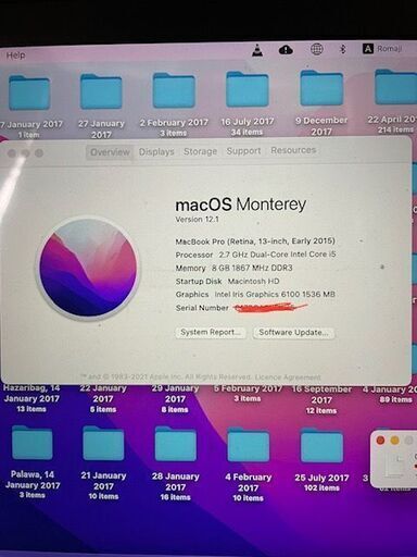 Mac Apple Macbook Pro (2015 Model) i5 2.7Ghz HDD256GB