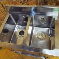 (607-0)業務用 ステンレス 2槽シンク W600D450H800BG90 二槽 中古品 流し台 厨房機器 飲食店 店舗