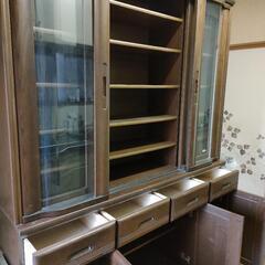 引取り決定しました!!   アンティーク食器棚 本棚  キッチン収納 ガラス 引き戸 可動式