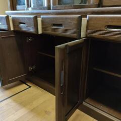 引取り決定しました!!   アンティーク食器棚 本棚  キッチン収納 ガラス 引き戸 可動式