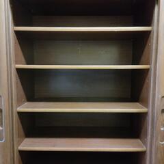 引取り決定しました!!   アンティーク食器棚 本棚  キッチン収納 ガラス 引き戸 可動式