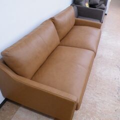 レザーソファ　茶　3人掛け