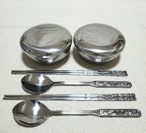 2人用セット 韓国 ステンレス食器 箸 スプーン セット お茶碗 韓国食器 すけ 平田町の食器 飯碗 の中古あげます 譲ります ジモティーで不用品の処分