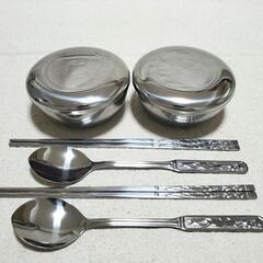 【2人用セット】韓国 ステンレス食器 箸 スプーン セット お茶...
