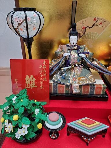 美品 雛人形 本頭西陣織 平安十二単衣 親王飾り