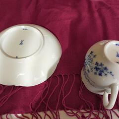 Ｍｅissen.マイセン、ブルーオーキッド、カップ&ソーサー2客、ティーポット、クリーマー、セット