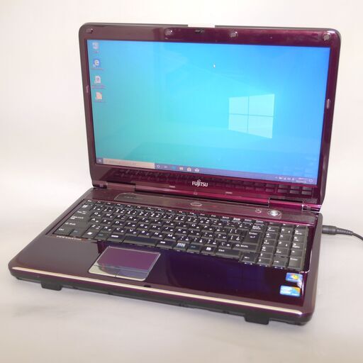 大容量HDD-500GB あずき色 紫 ノートパソコン 15.6型 FUJITSU 富士通 NF/G50 中古良品 Core i3 4GB DVDRW 無線 Windows10 Office