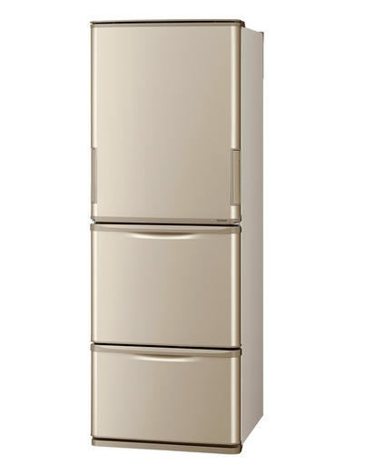 061)SHARP 3ドア冷蔵庫 SJ-W353G-N 2021年製 350L 高年式 ゴールド系 シャープ