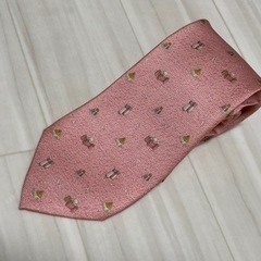 【BVLGARI 】ブルガリ　シルク100％ネクタイ　ピンク