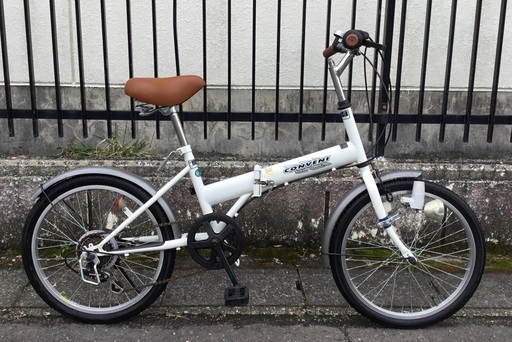 ＜整備・美品＞20インチ・折り畳み自転車・シマノ6段変速・サドル、グリップ新品に交換・洗車済・不要自転車無料引取りあり