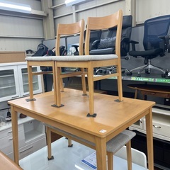 ニトリ ベンチダイニング4点セット ナチュラル✖️グレー キズ有