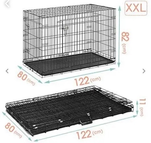 【新品】両扉　大型犬用ケージ　黒