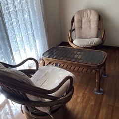 籐椅子・テーブルセット