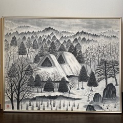 墨絵　「里の雪」の画像