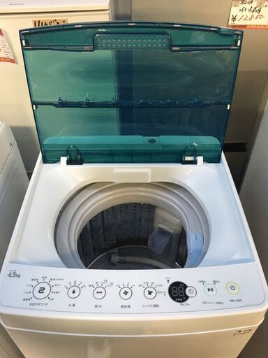 ☆中古 激安！！￥10,800！！Haier　4.5kg洗濯機　家電　2019年製　JW-C45A型　幅53cmｘ奥行50cmｘ高さ89cm　【BA100】