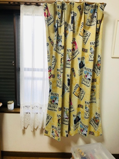 カーテン男子部屋ワンピース柄チョッパールフィ黄色2枚 サリー 河内松原の生活雑貨の中古あげます 譲ります ジモティーで不用品の処分