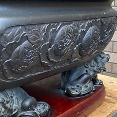 ◎お値下げしました‼️逸品 貴重 希少 古銅 時代 大型 瓶掛 火鉢 煎茶道具 古玩唐物鉄瓶獣虎饕餮紋ガラステーブル当時物旧家蔵出しうぶだしお値下げ相談可‼️