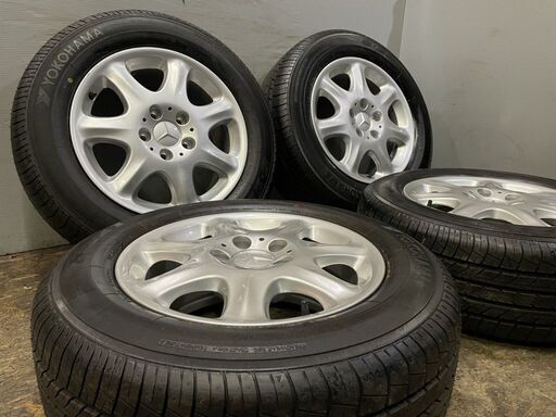 未使用 バランス調整済【YOKOHAMA S-221 225/60R16】夏タイヤ【ベンツ Sクラス W220 純正ホイール 16インチ 7.5J5HPCD112+46】　(VTP5クレジットカード QRコード決済可能07HR)