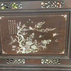 ★来店限定★　□唐木螺鈿衝立　漢詩　花鳥文様