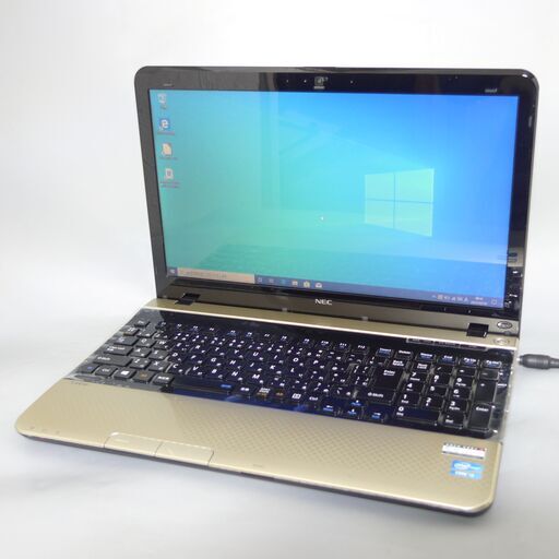 新品高速SSD WiFi有 金色 ノートパソコン 中古美品 15.6型 NEC PC-LS350LS1YG 第3世代Core i3 4GB BD-R 無線 webカメラ Win10 Office