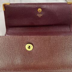 本物 カルティエ マストライン がま口 三つ折り財布 Cartie ボルドー 折財布 約幅15cm×縦10cm×マチ1.5cm ☆ PayPay(ペイペイ)決済可能 ☆ 札幌市 白石区 東札幌 アウトレットモノハウス白石店