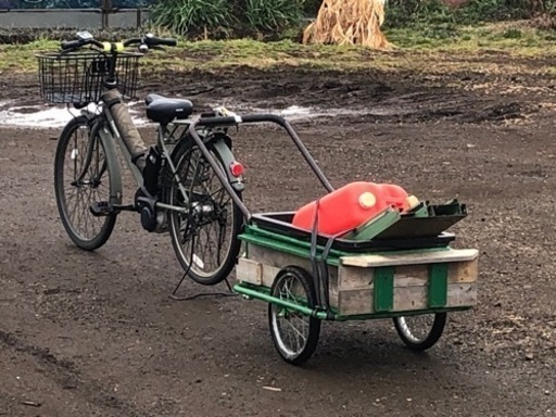 ‼️エアサス仕様‼️昭和チックなモディファイを施したアルミ製 リヤカー サイクルトレーラー\u0026連結機のセット