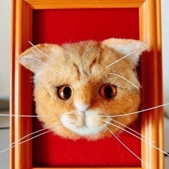 【ネット決済・配送可】羊毛フェルトフレーム猫