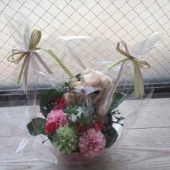 ドライフラワー ☆美品☆テディベア 花束 プレゼント ギフト 母の日