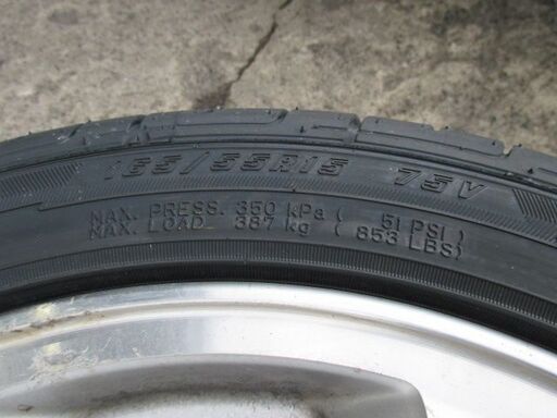 【来店取替】165/55R15 新品タイヤ&中古アルミホイール付きセット ダイハツ純正アルミ軽自動車用