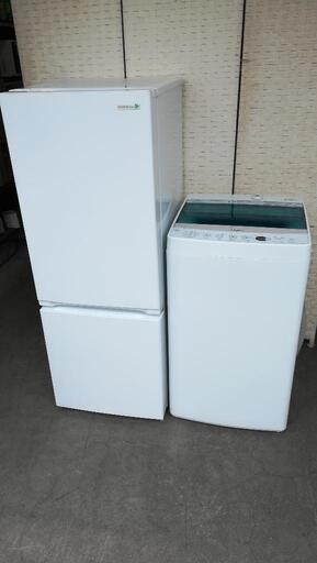 セット158⭐配送と設置は無料サービス⭐ヤマダオリジナル冷蔵庫156L＋ハイアール洗濯機4.5kgの画像