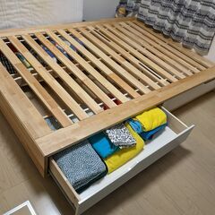 Ikea「MANDAL マンダール」ダブルベッド 収納付き (1...