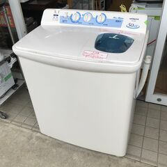 【ネット決済・配送可】 日立 二槽式洗濯機 5kg 2014年製...